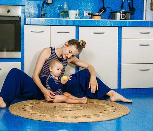 Family in a kitchen that has been rewired