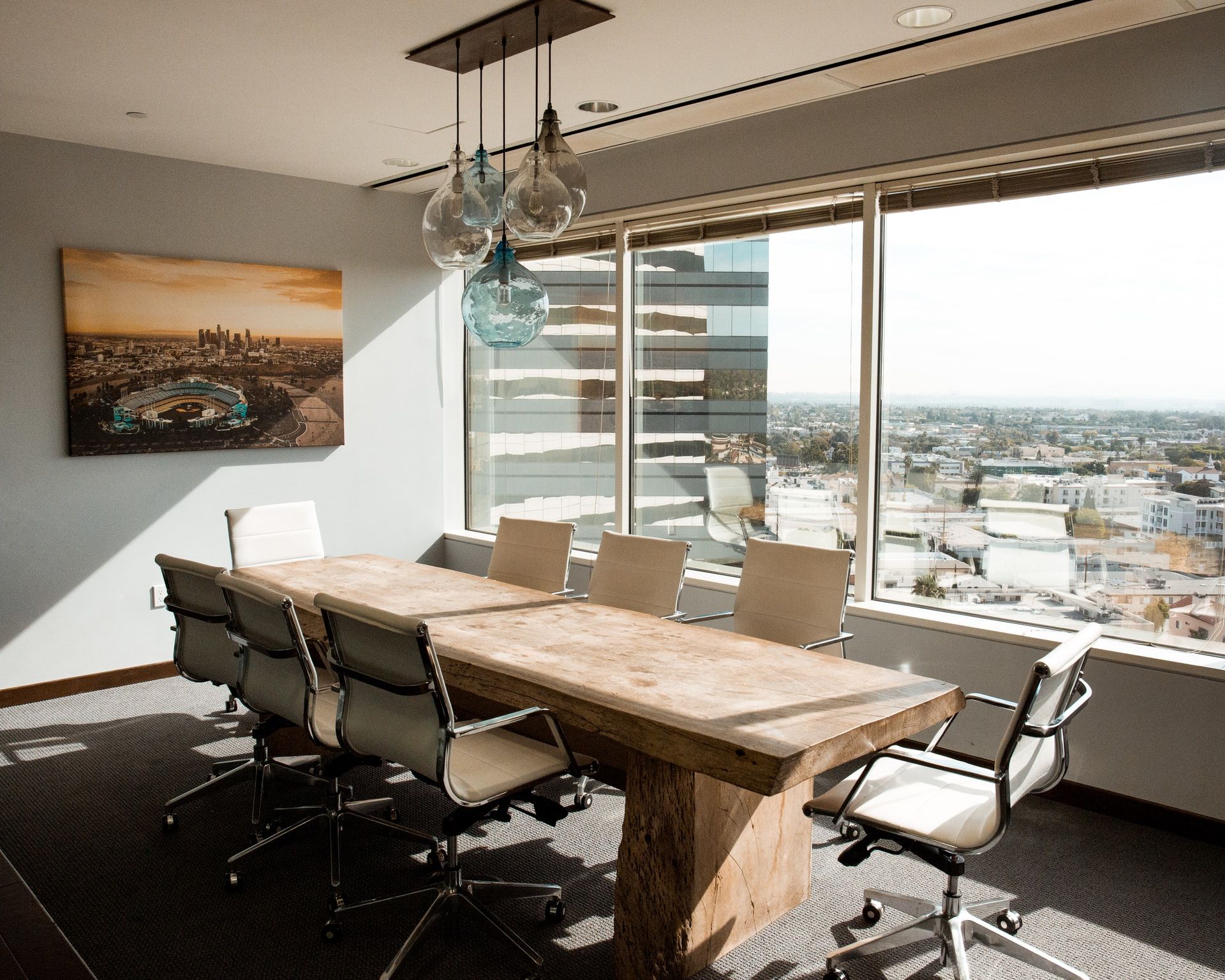 Modern office space being lit by natural lighting